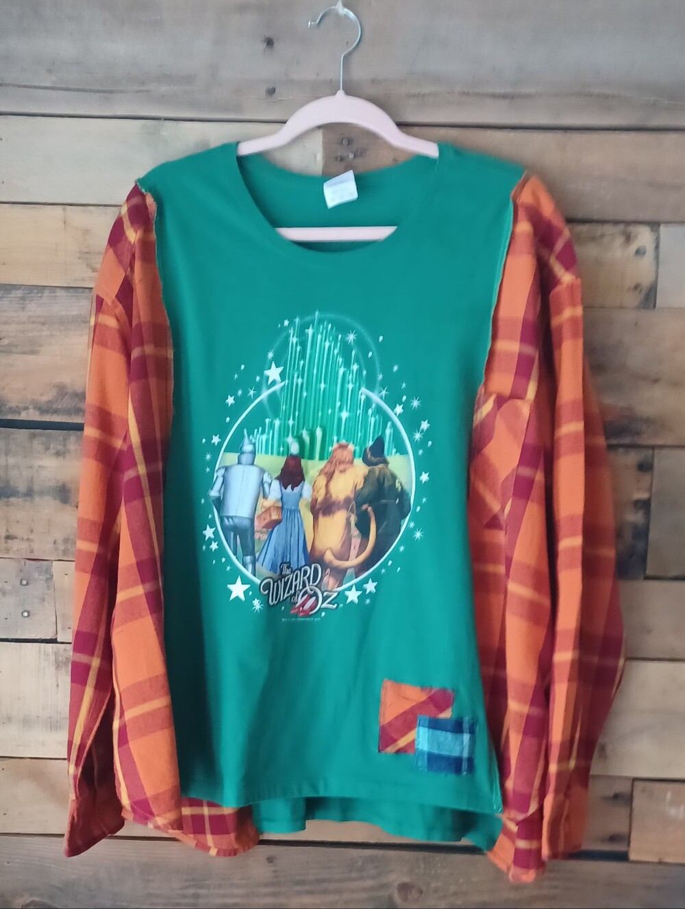 Upcycled Wizard of Oz Green Graphic Long-Sleeve  Top